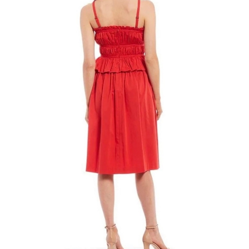 Antonio Melani Taylor Stretch Red Peplum Waist Cotton‎ Sateen Midi Dress Size 12 - Picture 2 of 8